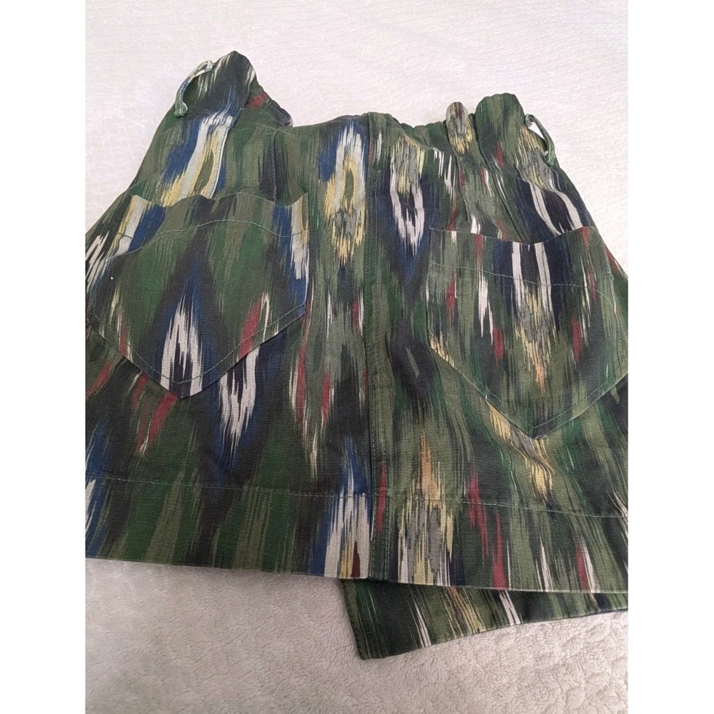 Mango Committed Ikat Print Mini Skirt Green Recycled Cotton Wrap Style Sz 4